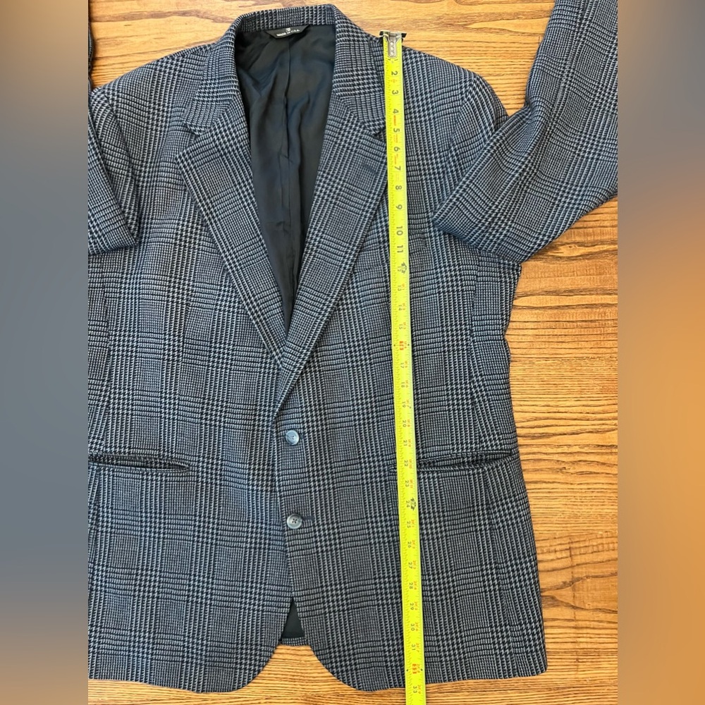Vintage 80s Polo University Club Ralph Lauren Blue Herringbone Wool Blazer - Picture 5 of 12